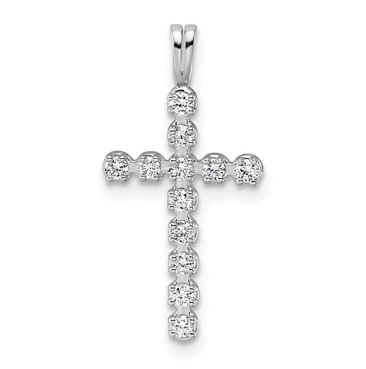 14k White Gold 0.20 Cttw Lab Grown Diamond VS/SI+ G+ Complete Latin Cross Pendant – Elegant Jewelry Gift for Birthday, Anniversary, Engagement, Wedding