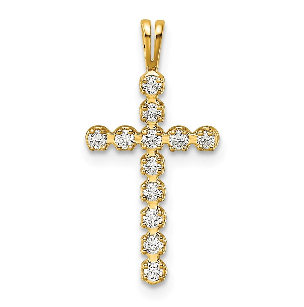 14k White Gold 0.20 Cttw Lab Grown Diamond VS/SI+ G+ Complete Latin Cross Pendant – Elegant Jewelry Gift for Birthday, Anniversary, Engagement, Wedding