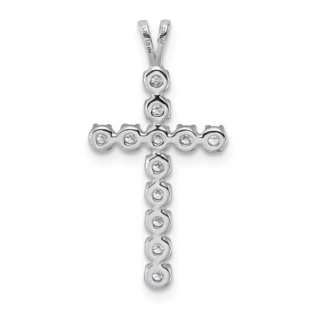 14k White Gold 0.33 Cttw Lab Grown Diamond VS/SI+ G+ Complete Latin Cross Pendant – Elegant Jewelry Gift for Birthday, Anniversary, Engagement, Wedding