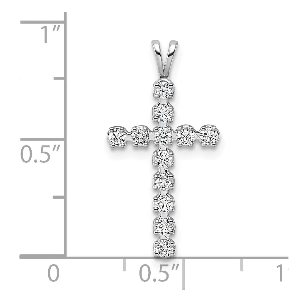14k White Gold 0.33 Cttw Lab Grown Diamond VS/SI+ G+ Complete Latin Cross Pendant – Elegant Jewelry Gift for Birthday, Anniversary, Engagement, Wedding