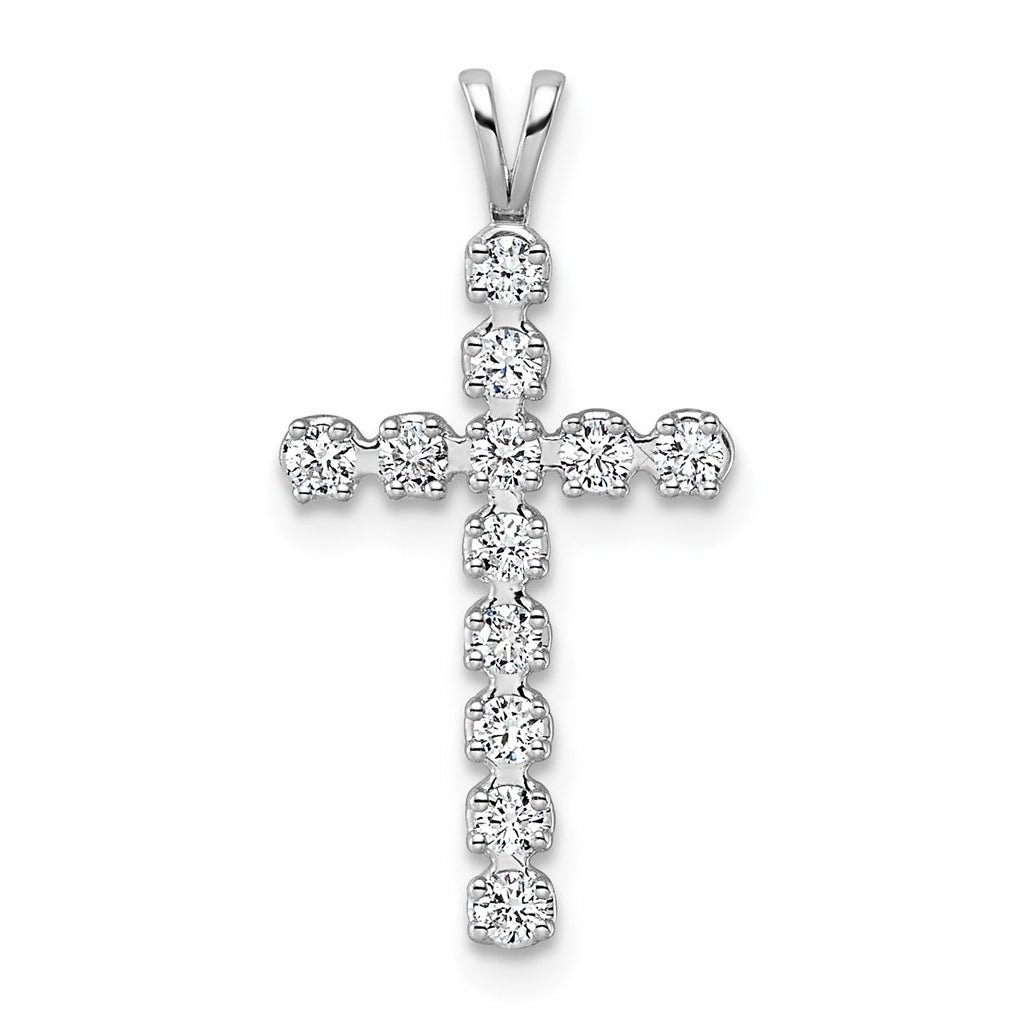 14k White Gold 0.33 Cttw Lab Grown Diamond VS/SI+ G+ Complete Latin Cross Pendant – Elegant Jewelry Gift for Birthday, Anniversary, Engagement, Wedding