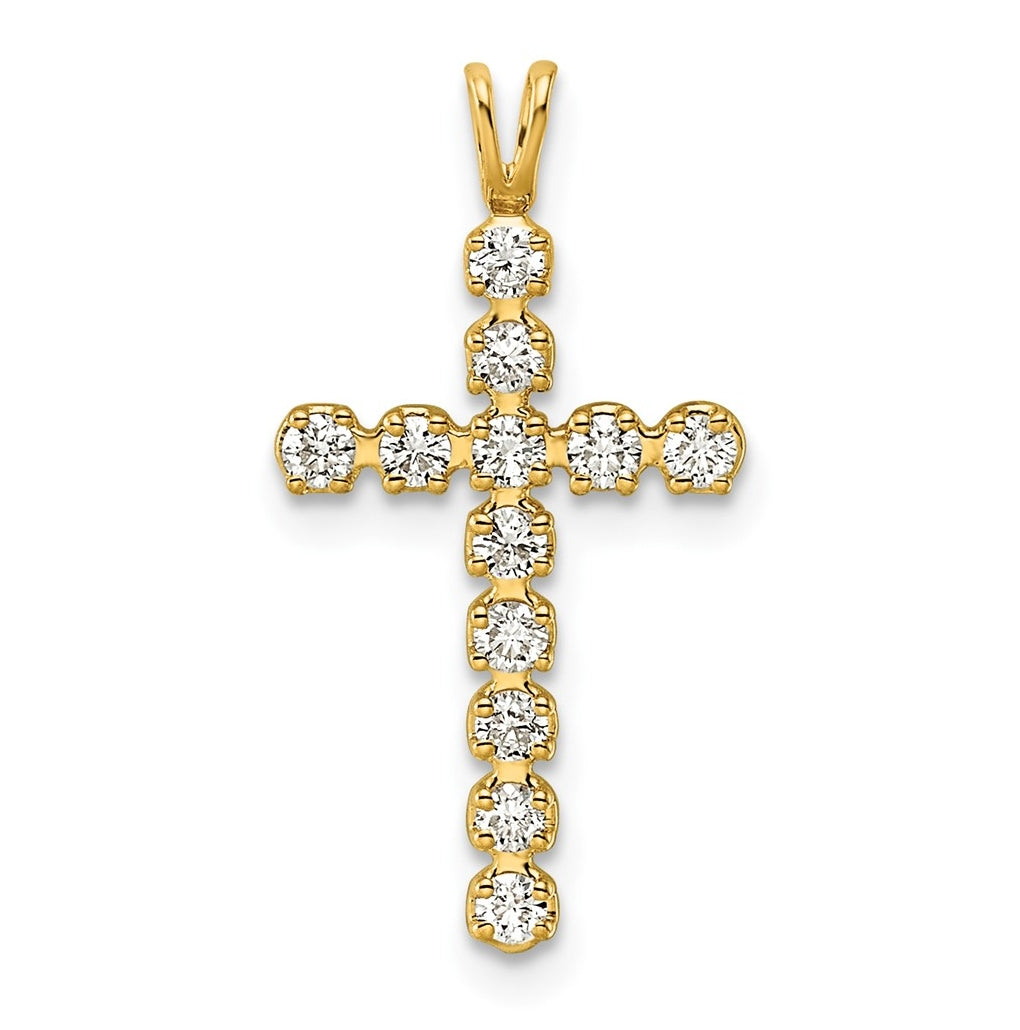 14k White Gold 0.33 Cttw Lab Grown Diamond VS/SI+ G+ Complete Latin Cross Pendant – Elegant Jewelry Gift for Birthday, Anniversary, Engagement, Wedding