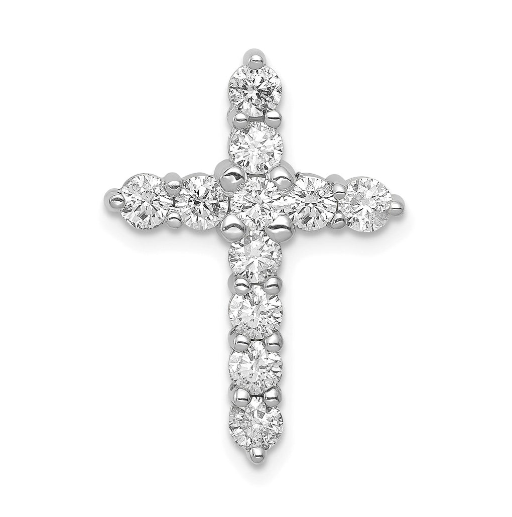 Sterling Silver Rhodium-plated 1ct Lab Grown Diamond VS/SI+ G+ Complete Cross Chain Slide Pendant – Elegant Jewelry Gift for Birthday, Anniversary, Engagement, Wedding