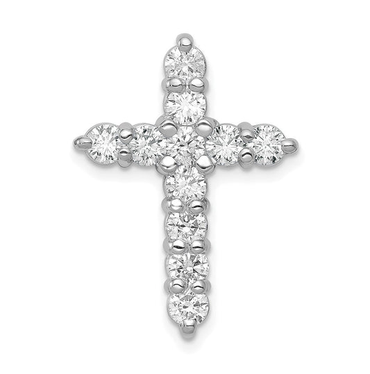 Sterling Silver Rhodium-plated 1 1/4ct Lab Grown Diamond VS/SI+ G+ Complete Cross Chain Slide – Elegant Jewelry Gift for Birthday, Anniversary, Engagement, Wedding