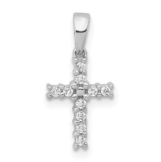 10K White Gold 1/10ct Lab Grown Diamond VS/SI+ G+ Complete Latin Cross Pendant – Elegant Jewelry Gift for Birthday, Anniversary, Engagement, Wedding