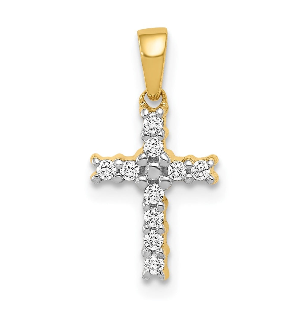 10K White Gold 1/10ct Lab Grown Diamond VS/SI+ G+ Complete Latin Cross Pendant – Elegant Jewelry Gift for Birthday, Anniversary, Engagement, Wedding