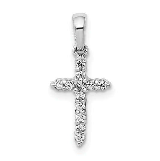 10k White Gold 1/10ct Lab Grown Diamond VS/SI+ G+ Comp Cross Pendant – Elegant Jewelry Gift for Birthday, Anniversary, Engagement, Wedding