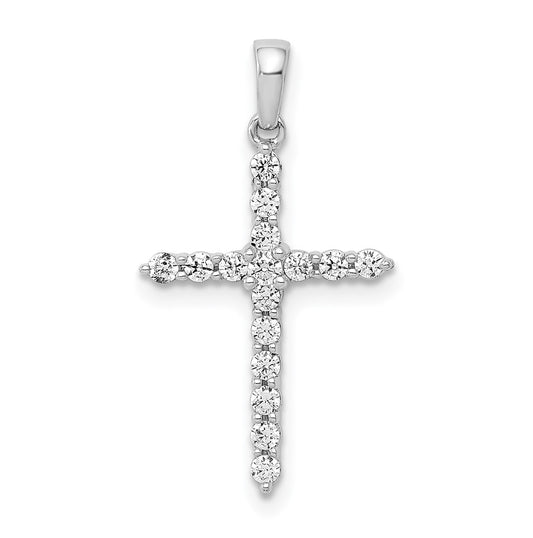 Sterling Silver Rhodium-plated 1/4ct Lab Grown Diamond VS/SI+ G+ Complete Cross Pendant – Elegant Jewelry Gift for Birthday, Anniversary, Engagement, Wedding