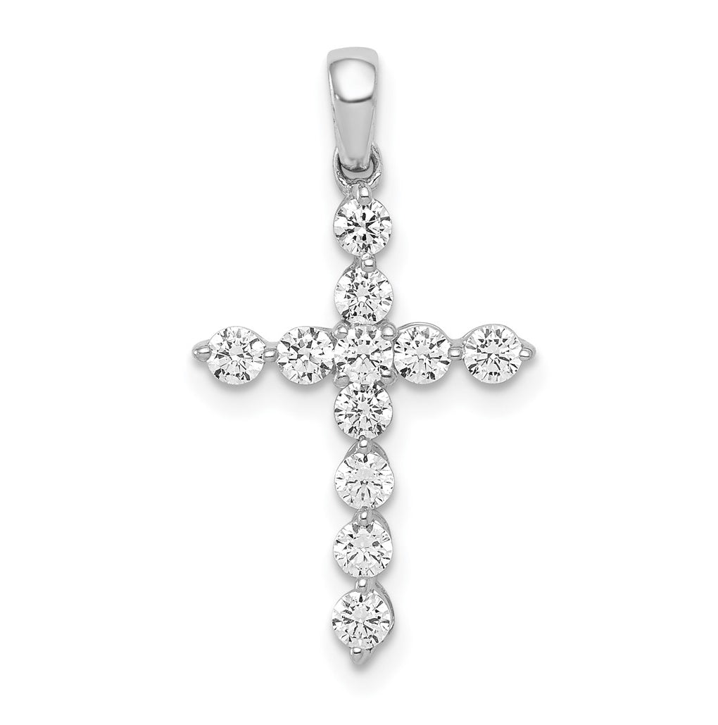 Sterling Silver Rhodium-plated 1/4ct Lab Grown Diamond VS/SI+ G+ Complete Cross Pendant – Elegant Jewelry Gift for Birthday, Anniversary, Engagement, Wedding