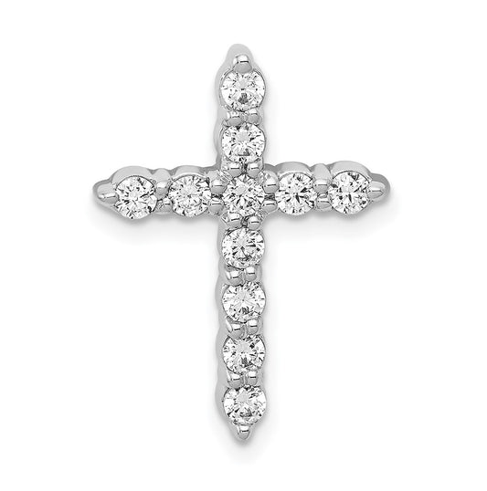 10K White Gold 1/2ct Lab Grown Diamond VS/SI+ G+ Comp Cross Chain Slide Pendant – Elegant Jewelry Gift for Birthday, Anniversary, Engagement, Wedding