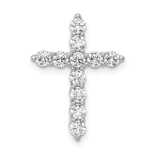 10K White Gold 3/4ct Lab Grown Diamond VS/SI+ G+ Complete Cross Chain Slide Pendant – Elegant Jewelry Gift for Birthday, Anniversary, Engagement, Wedding