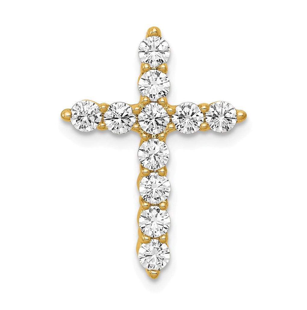 10K White Gold 3/4ct Lab Grown Diamond VS/SI+ G+ Complete Cross Chain Slide Pendant – Elegant Jewelry Gift for Birthday, Anniversary, Engagement, Wedding