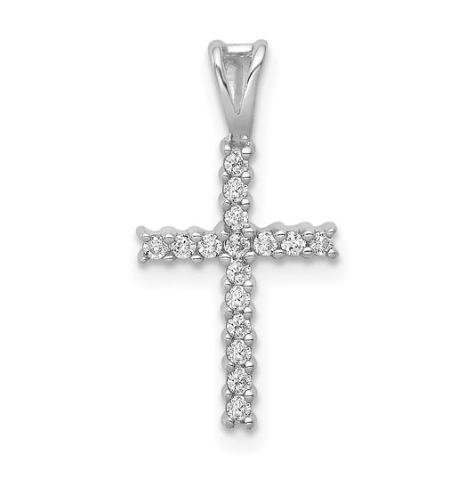 10K White Gold 1/6ct Lab Grown Diamond VS/SI+ G+ Comp Cross Pendant – Elegant Jewelry Gift for Birthday, Anniversary, Engagement, Wedding