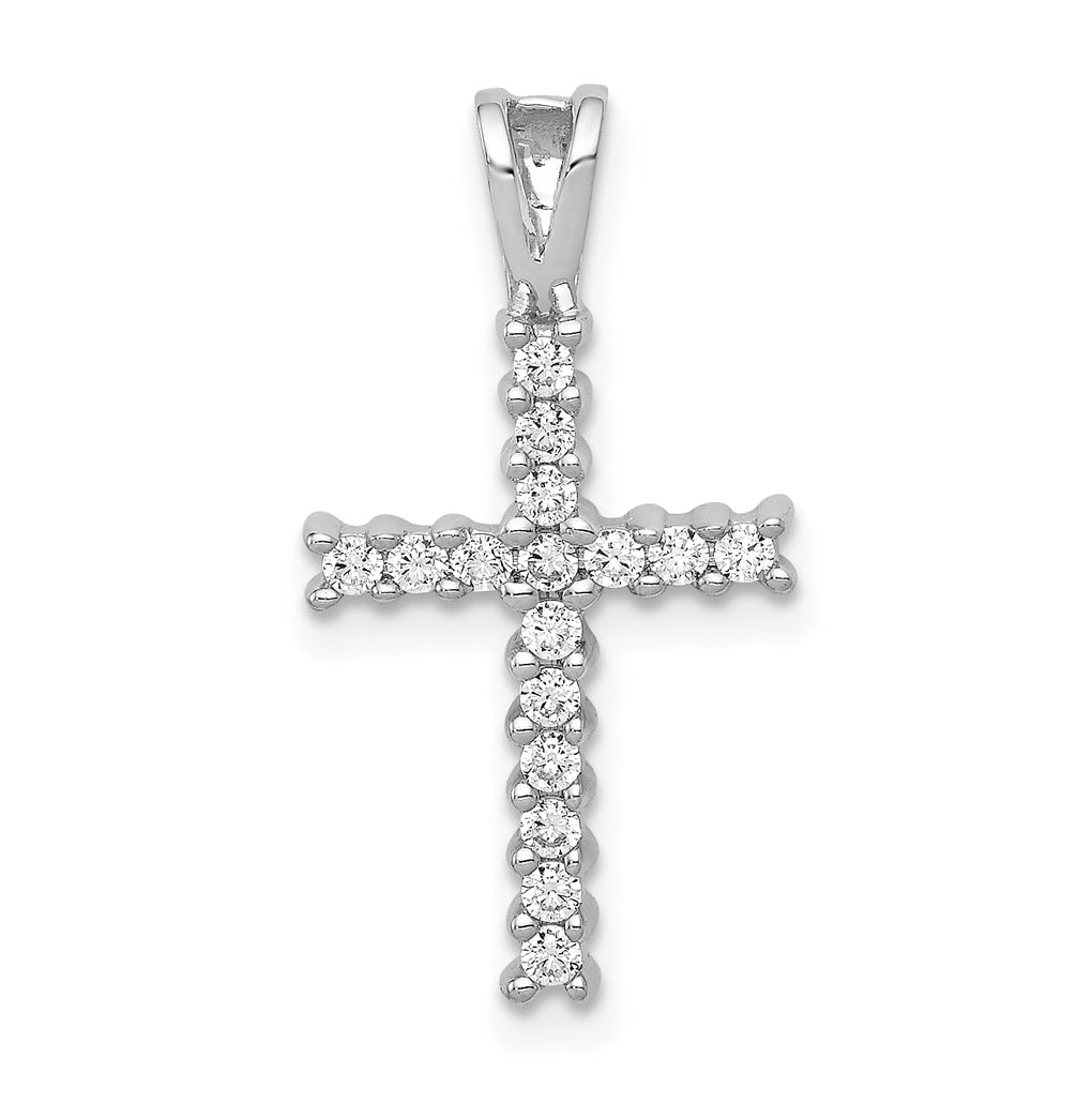 10K White Gold 1/6ct Lab Grown Diamond VS/SI+ G+ Comp Cross Pendant – Elegant Jewelry Gift for Birthday, Anniversary, Engagement, Wedding