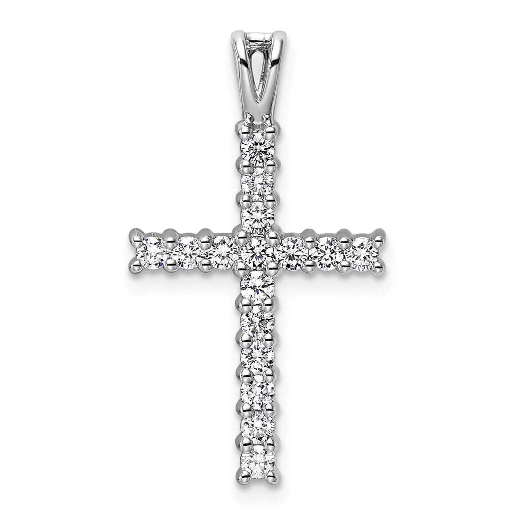 Sterling Silver Rhodium-plated 1/6ct Lab Grown Diamond VS/SI+ G+ Complete Cross Pendant – Elegant Jewelry Gift for Birthday, Anniversary, Engagement, Wedding