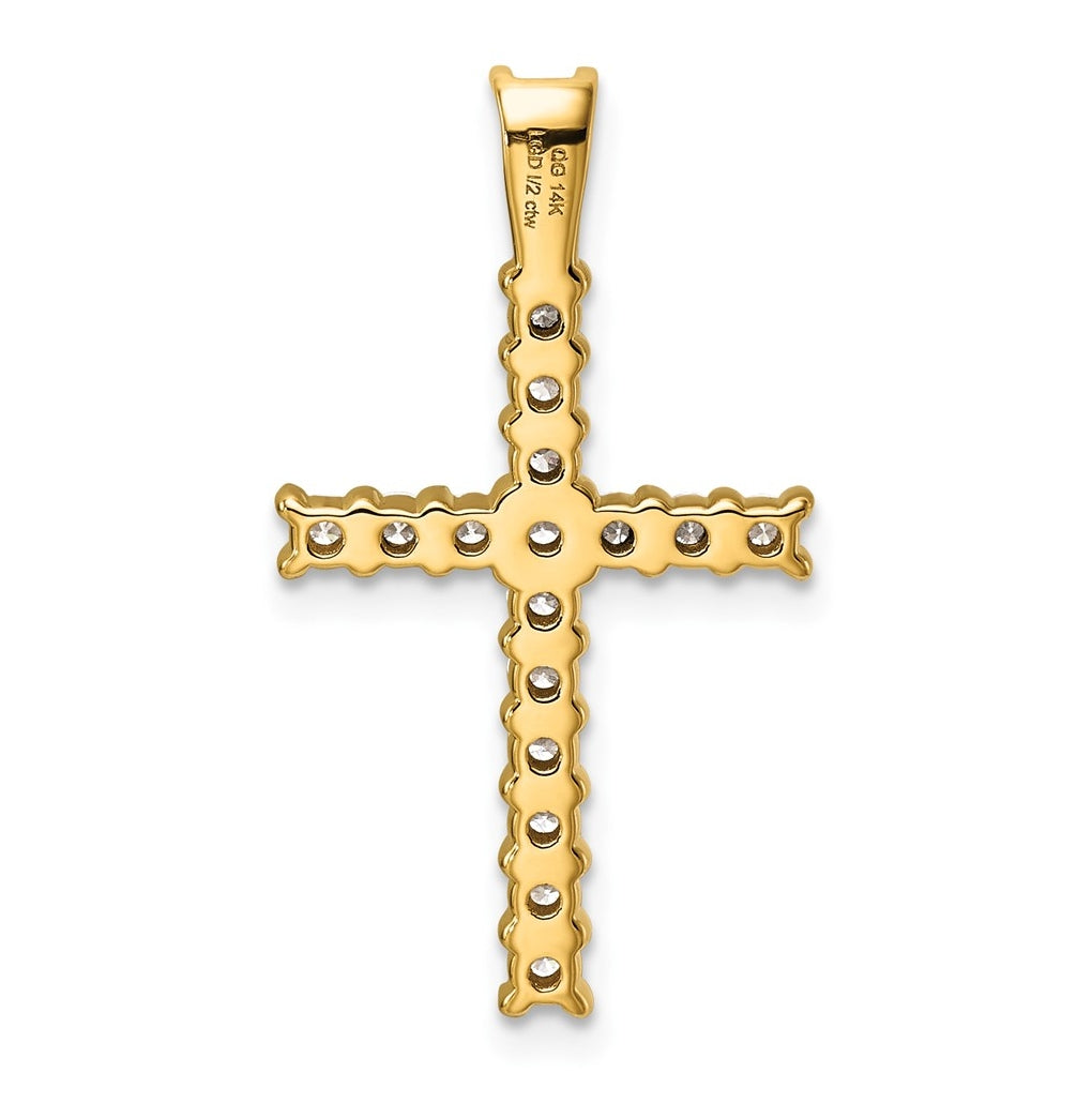 10K Yellow Gold Lab Grown Dia VS/SI+ G+ Complete Latin Cross Pendant – Elegant Jewelry Gift for Birthday, Anniversary, Engagement, Wedding