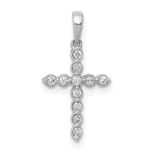 Sterling Silver Rhodium-plated 1/10ct Lab Grown Diamond VS/SI+ G+ Complete Cross Pendant – Elegant Jewelry Gift for Birthday, Anniversary, Engagement, Wedding