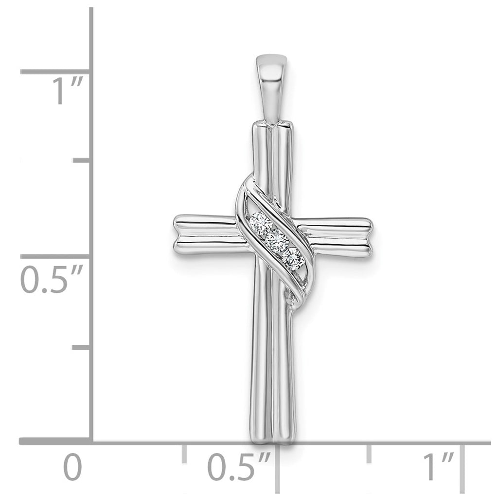 14k White Gold 1/20ct Lab Grown Diamond VS/SI+ G+ Complete Cross Pendant – Elegant Jewelry Gift for Birthday, Anniversary, Engagement, Wedding