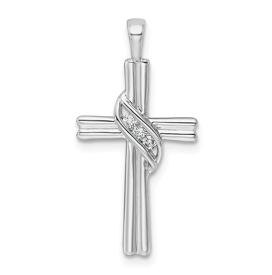 14k White Gold 1/20ct Lab Grown Diamond VS/SI+ G+ Complete Cross Pendant – Elegant Jewelry Gift for Birthday, Anniversary, Engagement, Wedding