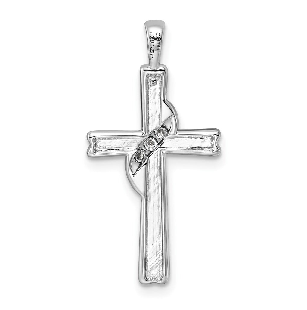 14k White Gold 1/20ct Lab Grown Diamond VS/SI+ G+ Complete Cross Pendant – Elegant Jewelry Gift for Birthday, Anniversary, Engagement, Wedding