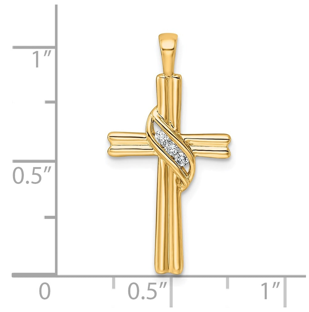 14k White Gold 1/20ct Lab Grown Diamond VS/SI+ G+ Complete Cross Pendant – Elegant Jewelry Gift for Birthday, Anniversary, Engagement, Wedding