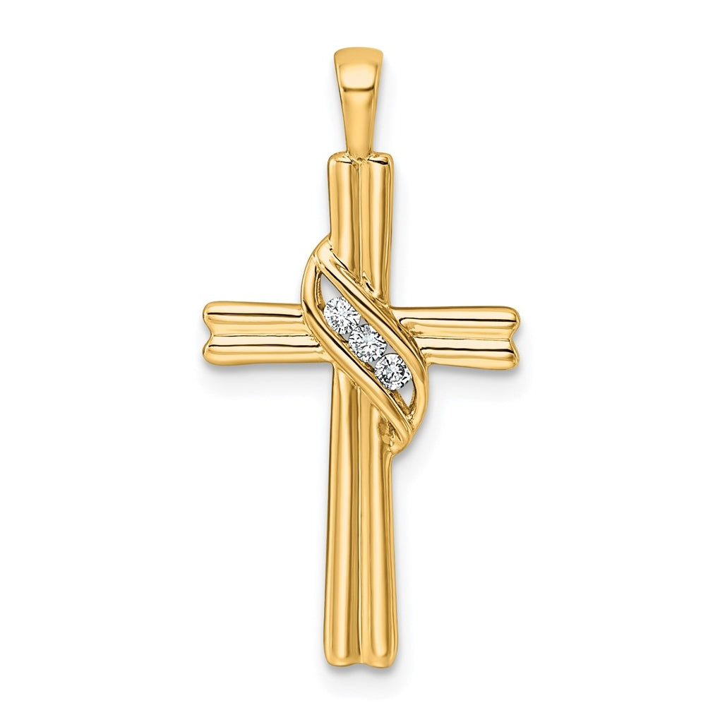 14k White Gold 1/20ct Lab Grown Diamond VS/SI+ G+ Complete Cross Pendant – Elegant Jewelry Gift for Birthday, Anniversary, Engagement, Wedding