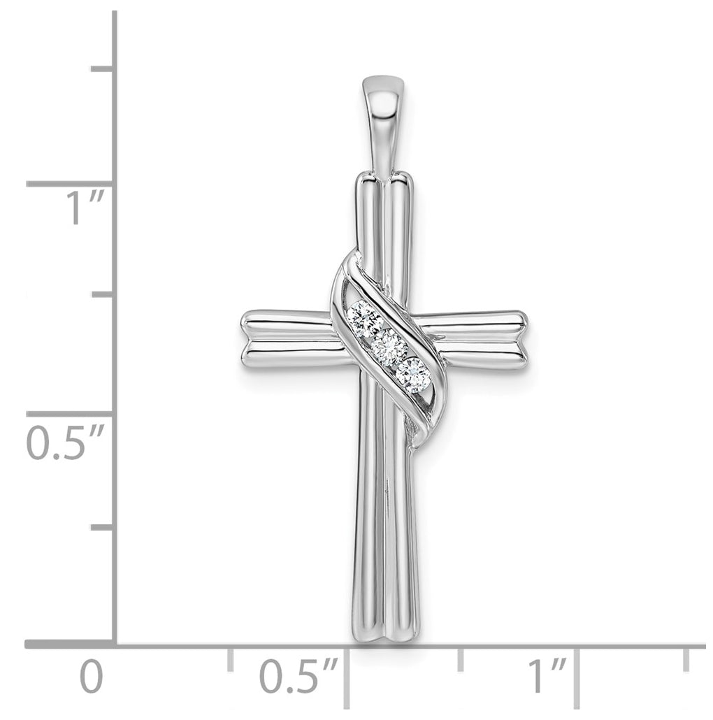 14k White Gold 1/20ct Lab Grown Diamond VS/SI+ G+ Complete Cross Pendant – Elegant Jewelry Gift for Birthday, Anniversary, Engagement, Wedding