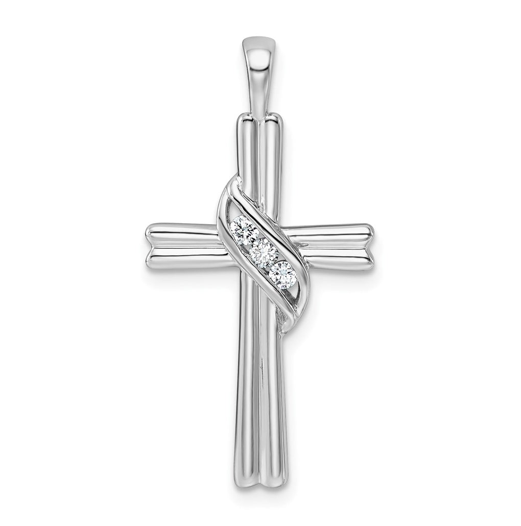 14k White Gold 1/20ct Lab Grown Diamond VS/SI+ G+ Complete Cross Pendant – Elegant Jewelry Gift for Birthday, Anniversary, Engagement, Wedding