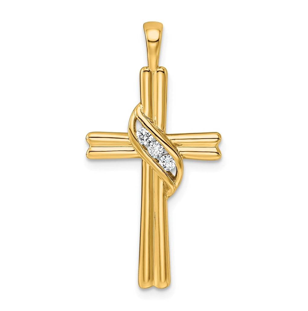 14k White Gold 1/20ct Lab Grown Diamond VS/SI+ G+ Complete Cross Pendant – Elegant Jewelry Gift for Birthday, Anniversary, Engagement, Wedding