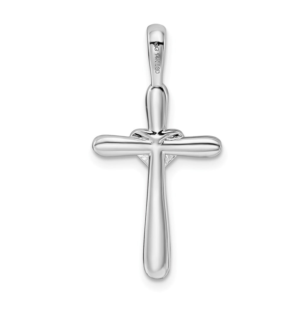 14k White Gold 1/30ct Lab Grown Diamond VS/SI+ G+ Complete Cross with Heart Pendant – Elegant Jewelry Gift for Birthday, Anniversary, Engagement, Wedding