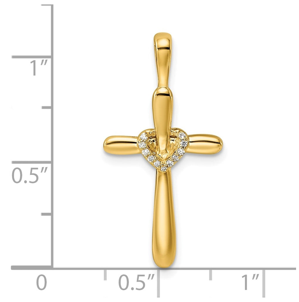 14k White Gold 1/30ct Lab Grown Diamond VS/SI+ G+ Complete Cross with Heart Pendant – Elegant Jewelry Gift for Birthday, Anniversary, Engagement, Wedding