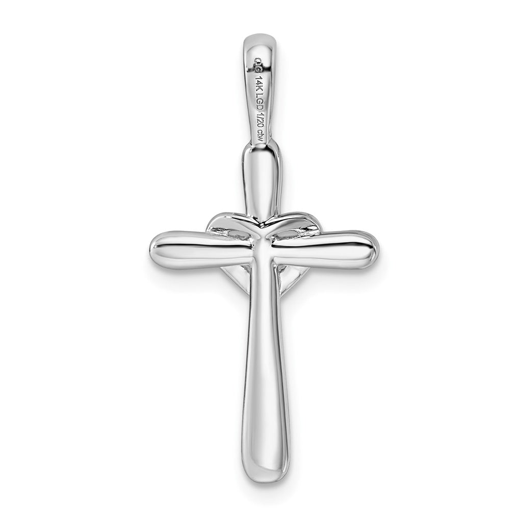 14k White Gold 1/30ct Lab Grown Diamond VS/SI+ G+ Complete Cross with Heart Pendant – Elegant Jewelry Gift for Birthday, Anniversary, Engagement, Wedding