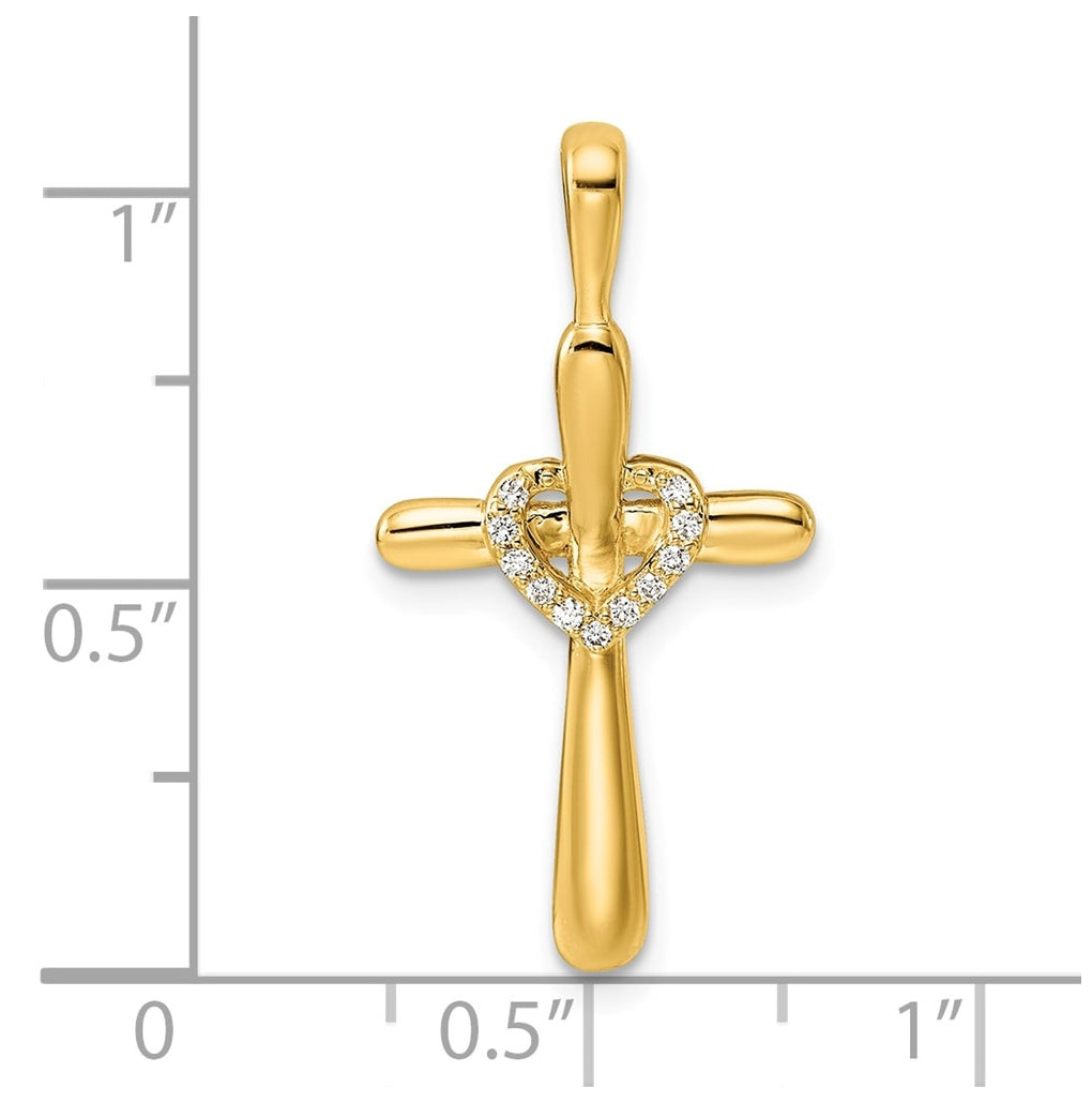 14k White Gold 1/30ct Lab Grown Diamond VS/SI+ G+ Complete Cross with Heart Pendant – Elegant Jewelry Gift for Birthday, Anniversary, Engagement, Wedding