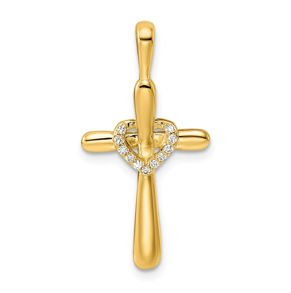 14k White Gold 1/30ct Lab Grown Diamond VS/SI+ G+ Complete Cross with Heart Pendant – Elegant Jewelry Gift for Birthday, Anniversary, Engagement, Wedding