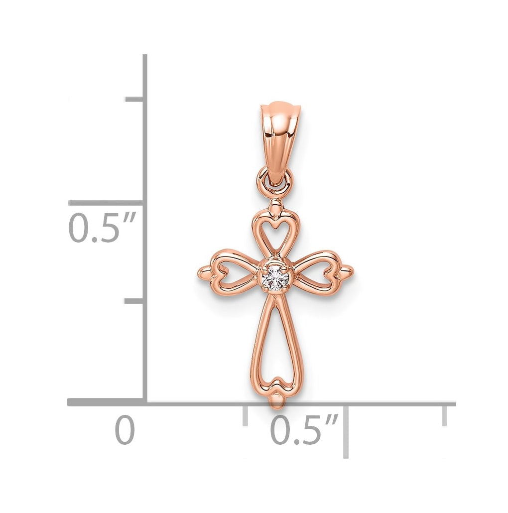 14K Yellow Gold 1/45ct Lab Grown Diamond VS/SI+ G+ Complete Accented Cross Pendant – Elegant Jewelry Gift for Birthday, Anniversary, Engagement, Wedding