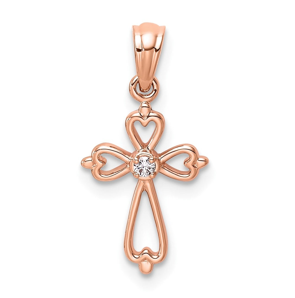 14K Yellow Gold 1/45ct Lab Grown Diamond VS/SI+ G+ Complete Accented Cross Pendant – Elegant Jewelry Gift for Birthday, Anniversary, Engagement, Wedding