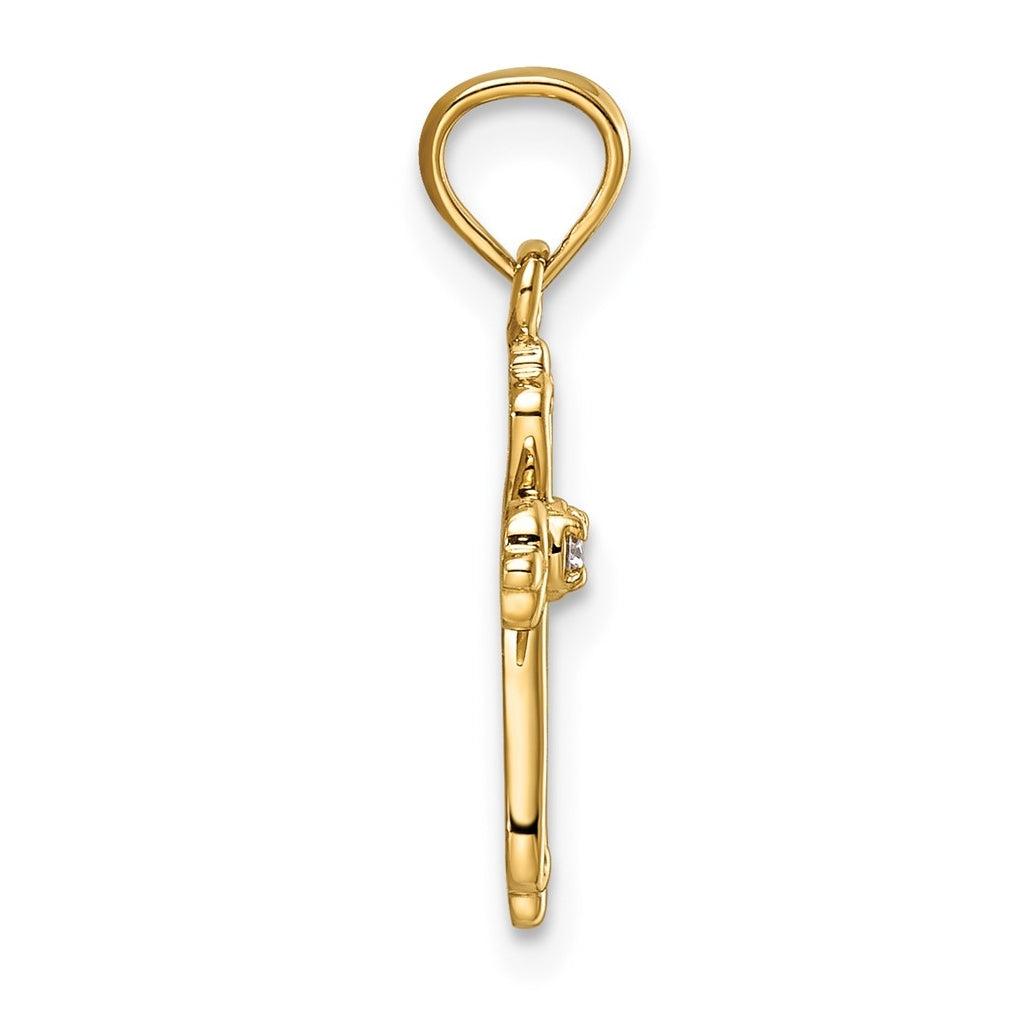 14K Yellow Gold 1/45ct Lab Grown Diamond VS/SI+ G+ Complete Accented Cross Pendant – Elegant Jewelry Gift for Birthday, Anniversary, Engagement, Wedding