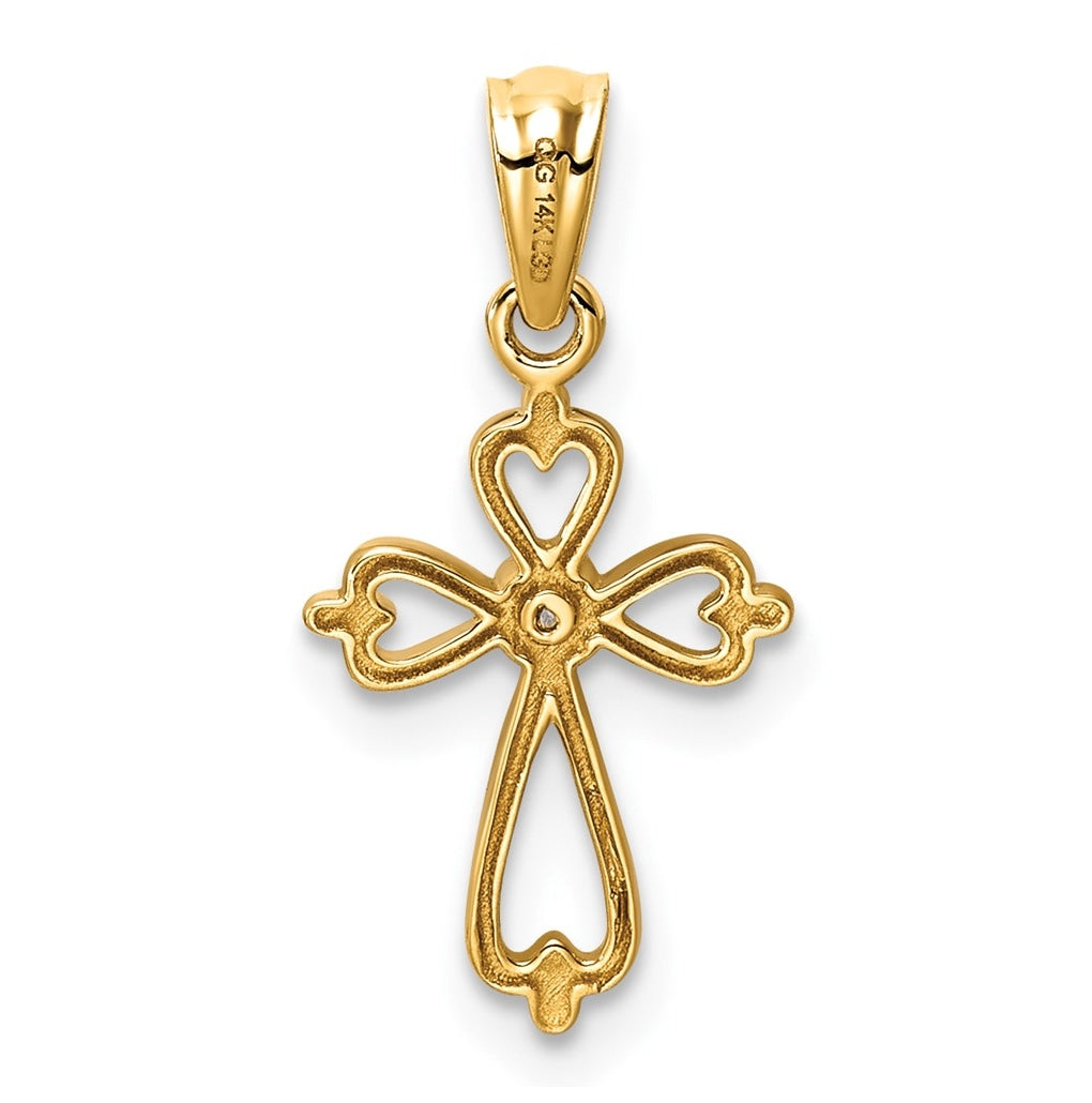 14K Yellow Gold 1/45ct Lab Grown Diamond VS/SI+ G+ Complete Accented Cross Pendant – Elegant Jewelry Gift for Birthday, Anniversary, Engagement, Wedding