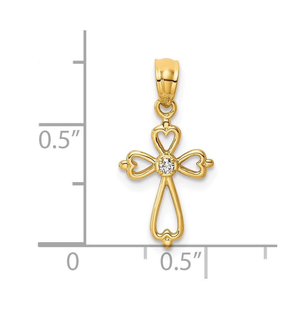 14K Yellow Gold 1/45ct Lab Grown Diamond VS/SI+ G+ Complete Accented Cross Pendant – Elegant Jewelry Gift for Birthday, Anniversary, Engagement, Wedding
