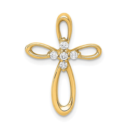 14K Yellow Gold 1/10ct. Lab Grown Diamond VS/SI+ G+ Complete Cross Chain Slide – Elegant Jewelry Gift for Birthday, Anniversary, Engagement, Wedding