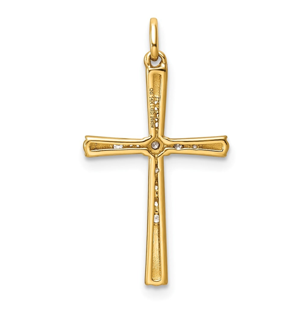 14k Yellow Gold 1/6ct. Lab Grown Diamond VS+ F+ Complete Cross Pendant – Elegant Jewelry Gift for Birthday, Anniversary, Engagement, Wedding