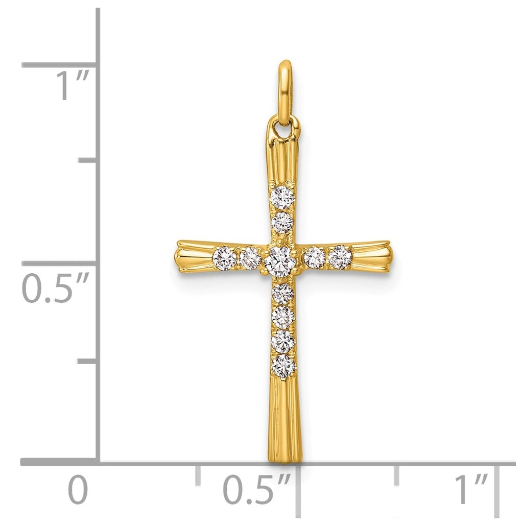 14k Yellow Gold 1/6ct. Lab Grown Diamond VS+ F+ Complete Cross Pendant – Elegant Jewelry Gift for Birthday, Anniversary, Engagement, Wedding