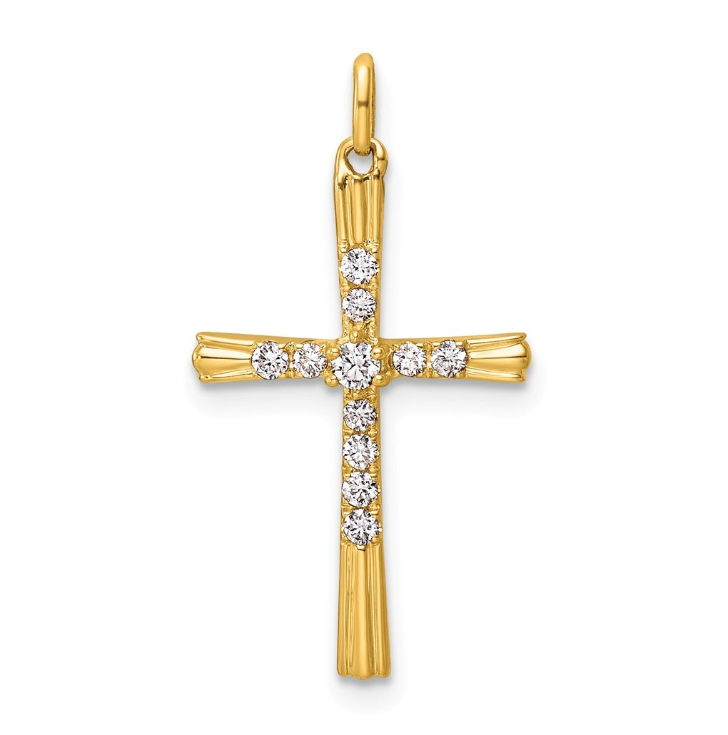 14k Yellow Gold 1/6ct. Lab Grown Diamond VS+ F+ Complete Cross Pendant – Elegant Jewelry Gift for Birthday, Anniversary, Engagement, Wedding