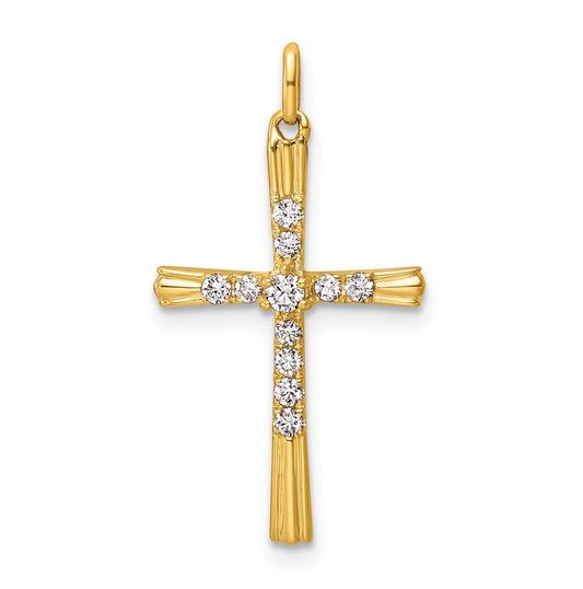 14k Yellow Gold 1/6ct. Lab Grown Diamond VS+ F+ Complete Cross Pendant – Elegant Jewelry Gift for Birthday, Anniversary, Engagement, Wedding