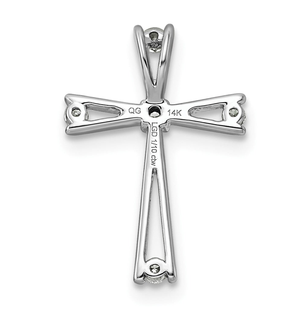 14K White Gold 1/10ct. Lab Grown Diamond VS/SI+ G+ Complete Cross Pendant – Elegant Jewelry Gift for Birthday, Anniversary, Engagement, Wedding