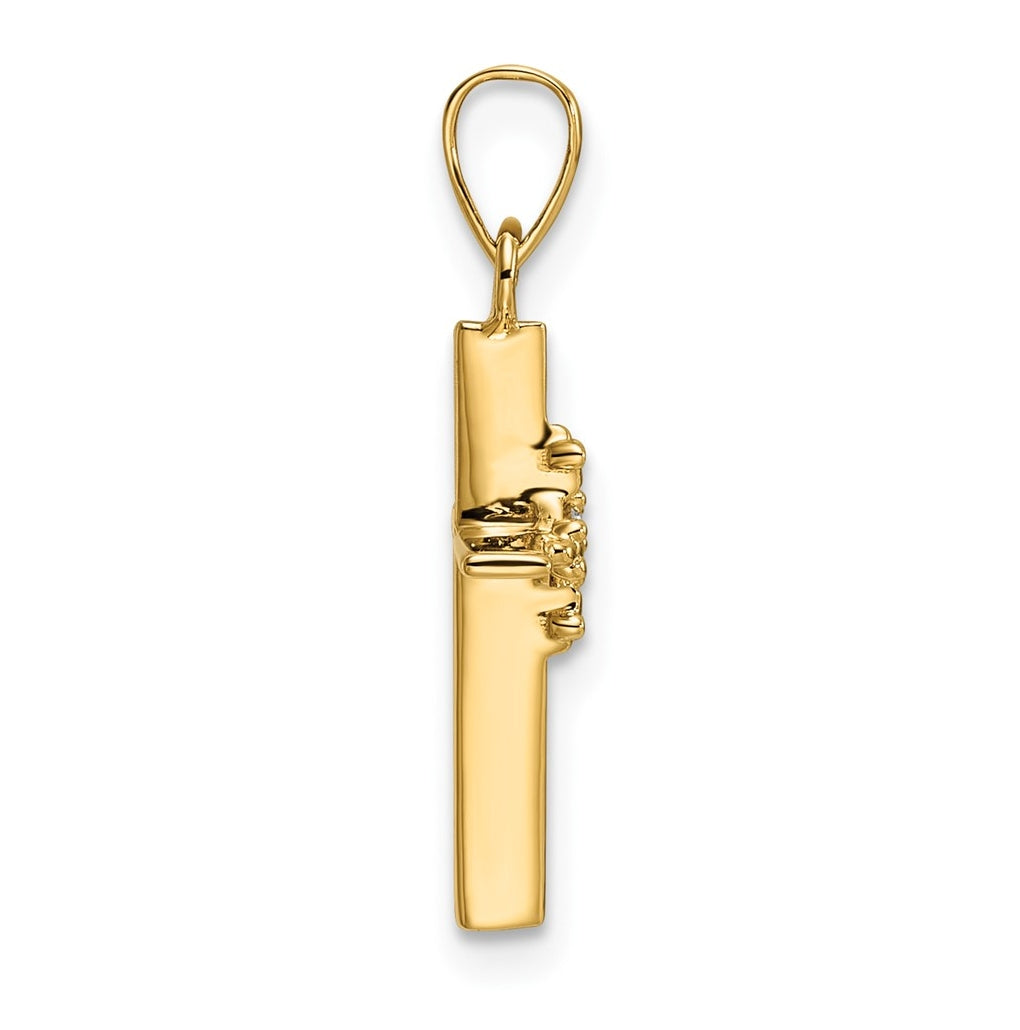 14K Yellow Gold .02ct. Lab Grown Diamond VS/SI+ G+ Polished Complete Budded Cross Pendant – Elegant Jewelry Gift for Birthday, Anniversary, Engagement, Wedding