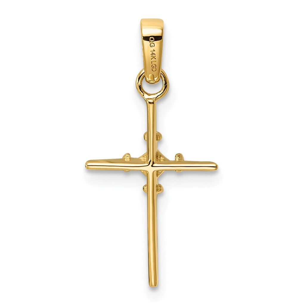 14K Yellow Gold .02ct. Lab Grown Diamond VS/SI+ G+ Polished Complete Budded Cross Pendant – Elegant Jewelry Gift for Birthday, Anniversary, Engagement, Wedding