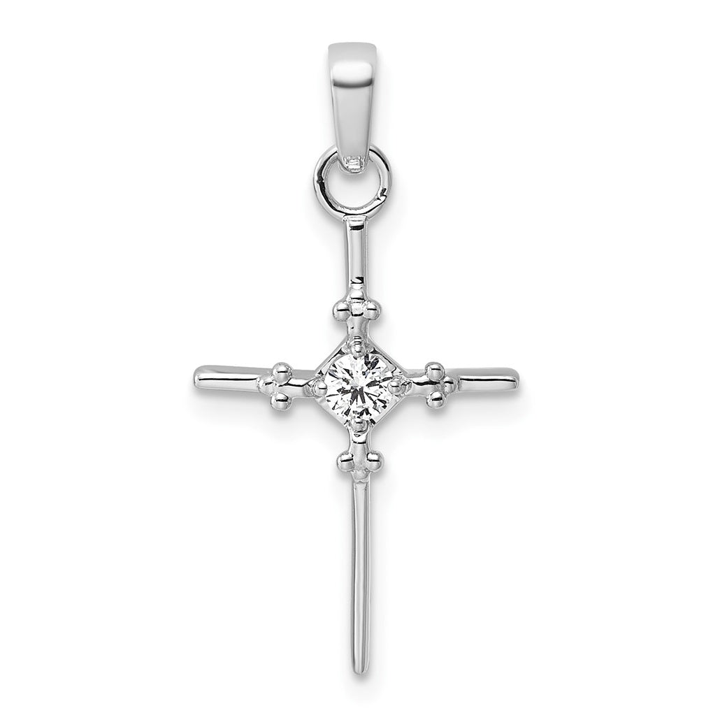 14K Yellow Gold .02ct. Lab Grown Diamond VS/SI+ G+ Polished Complete Budded Cross Pendant – Elegant Jewelry Gift for Birthday, Anniversary, Engagement, Wedding