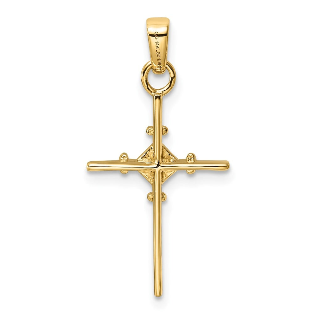 14K Yellow Gold .02ct. Lab Grown Diamond VS/SI+ G+ Polished Complete Budded Cross Pendant – Elegant Jewelry Gift for Birthday, Anniversary, Engagement, Wedding