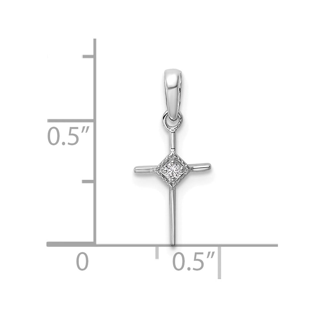 14k White Gold .02ct. Lab Grown Diamond VS/SI+ G+ Complete Cross Pendant – Elegant Jewelry Gift for Birthday, Anniversary, Engagement, Wedding